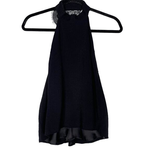 For Love and Lemons Small S Black Lace Back Halter Tank Top Sexy Open Back - Picture 1 of 10